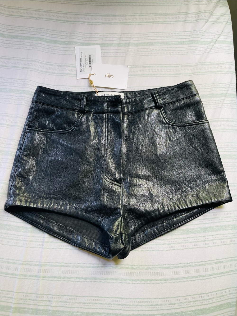 NWT Frankie Shop Black Nevis Faux Leather Shorts Size S